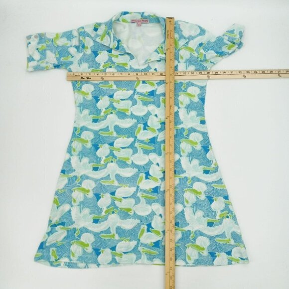 Barbara Gerwit Bird Print Shirt Dress Tropical Beach Vacation Preppy Artsy S - Picture 9 of 9